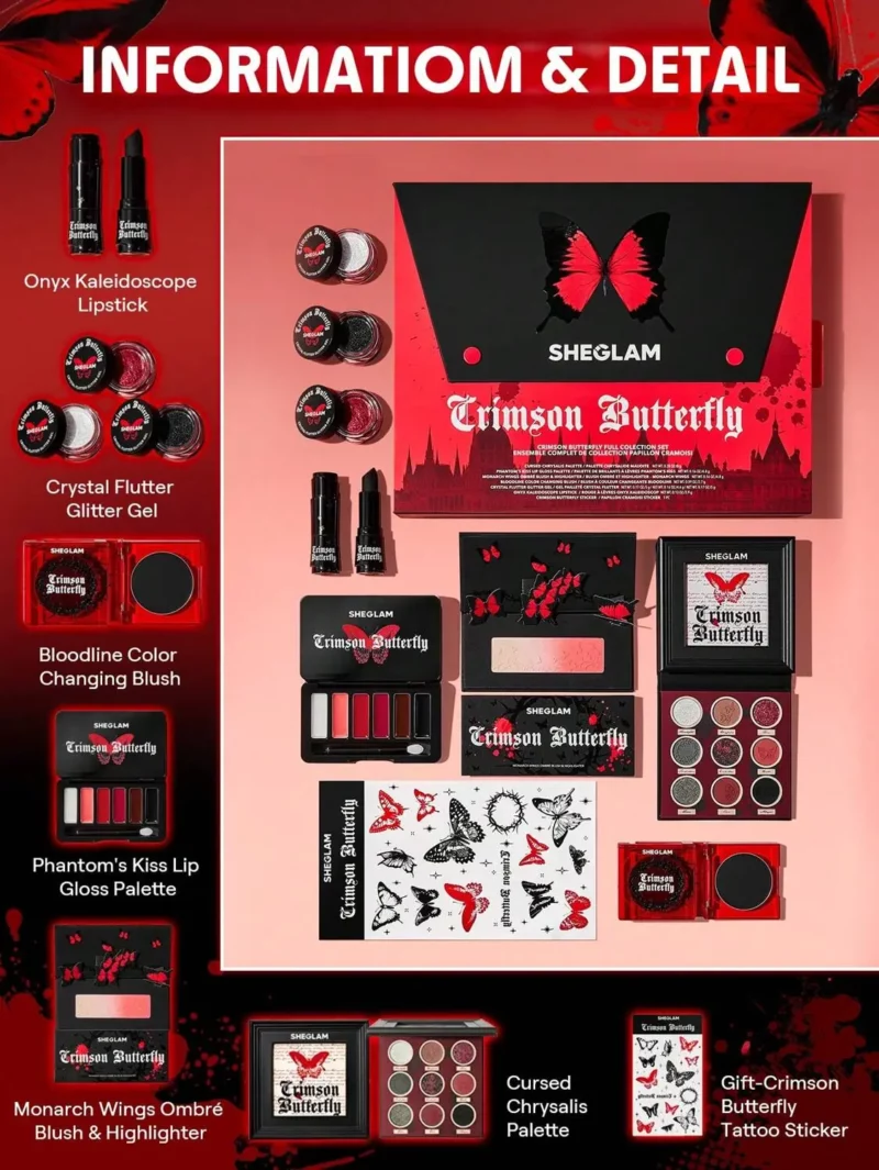 محتویات کالکشن کریمسون باترفلای شیگلم SHEGLAM CRIMSON BUTTERFLY