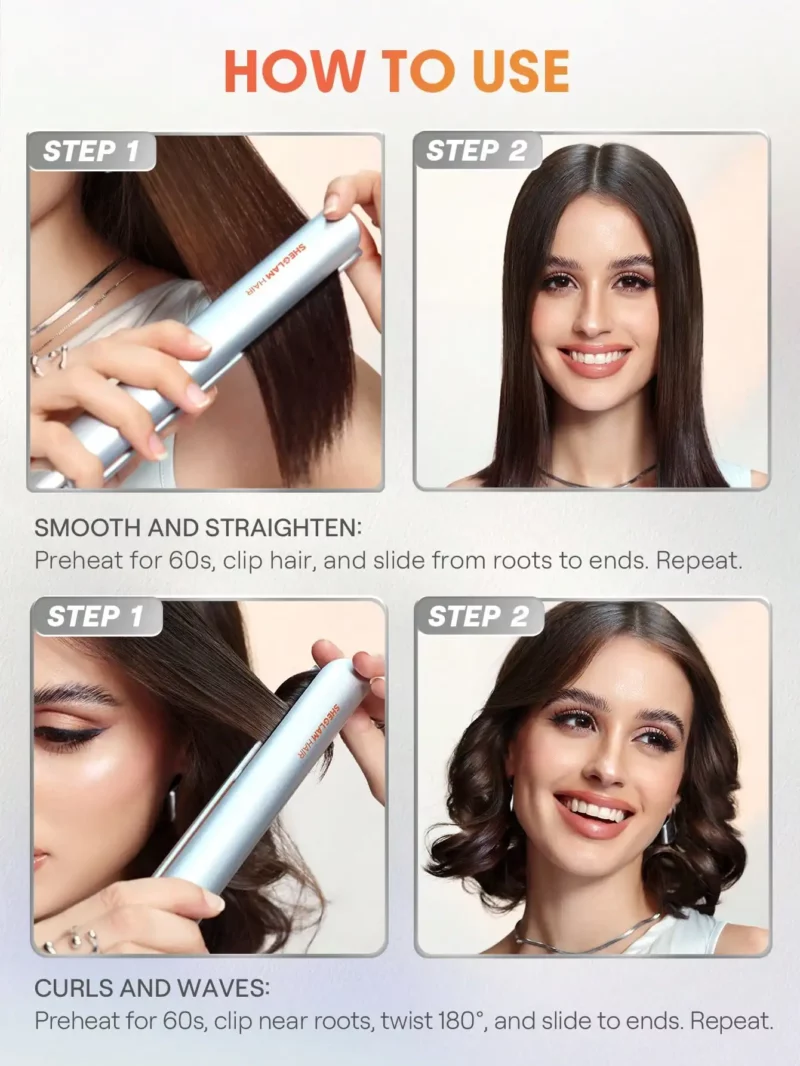 استفاده اتو مو مسافرتی شیگلم SHEGLAM TRAVEL BUDDY MINI HAIR STRAIGHTENER