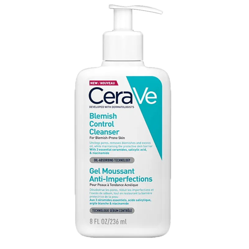 ژل شست و شو ضد لک و ضد جوش سراوی CeraVe مدل BLEMISH CONTROL CLEANSER حجم ۲۳۶ میل